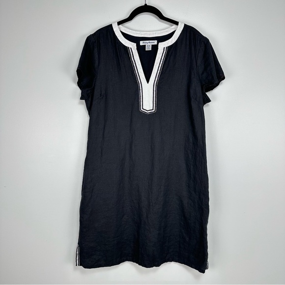 Tommy Bahama Two Palms 100% Linen Shift Short Sleeve Shift Dress pockets Medium - Picture 4 of 12